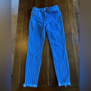 Womens Cello jeans size 3, blue with white pinstripes